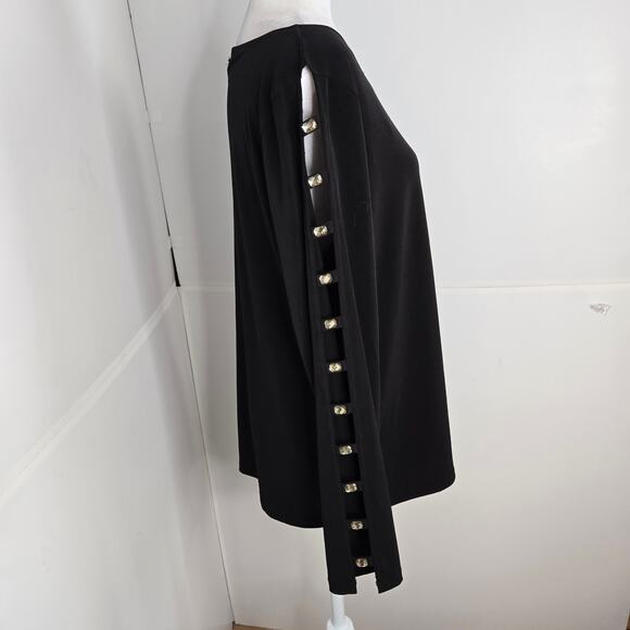 Michael Kors Tops - 🎄 Michael Kors EUC Embellished sleeves stretchy clear gem top XL black